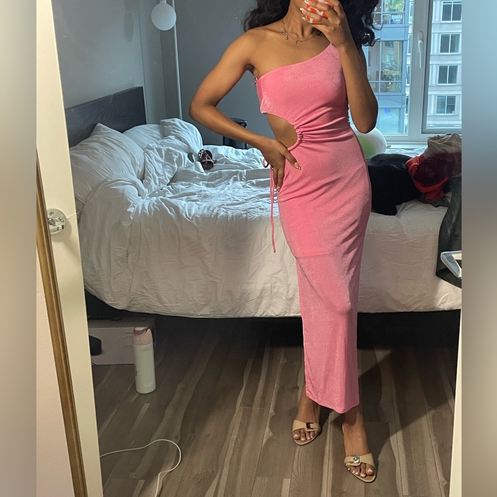 NWT Beautiful Pink Slinky Cutout Maxi Midi Dress